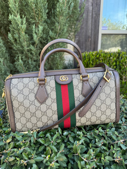 GG Supreme Monogram Boston Bag