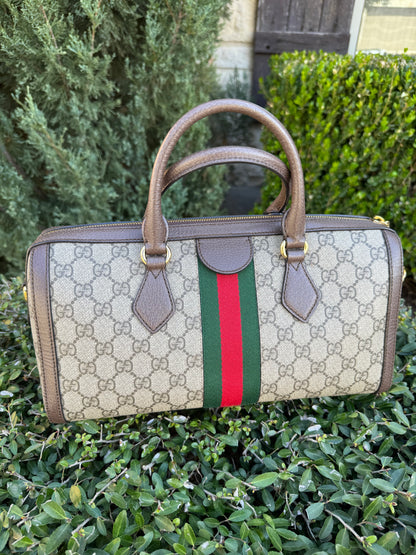 GG Supreme Monogram Boston Bag