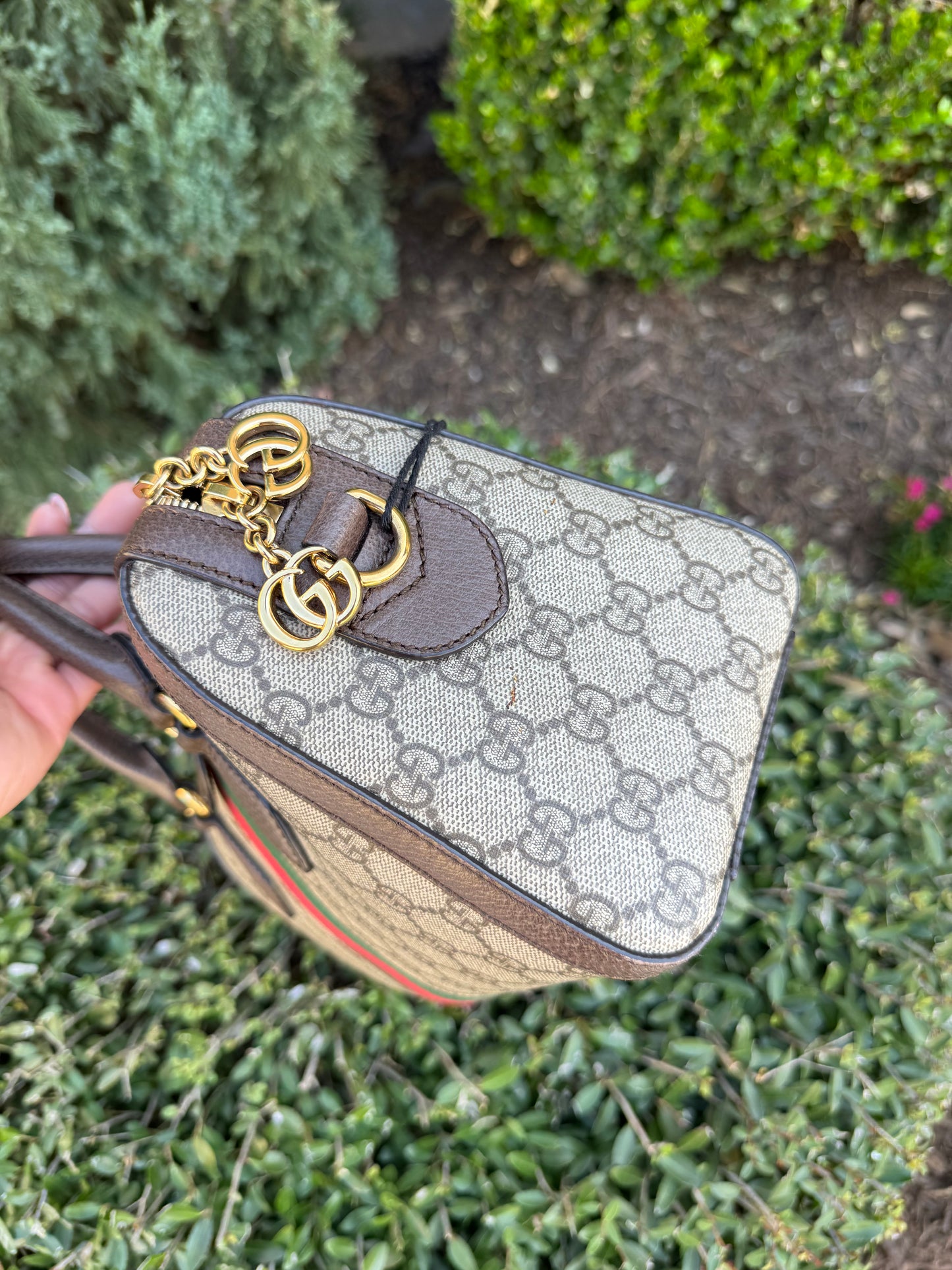 GG Supreme Monogram Boston Bag