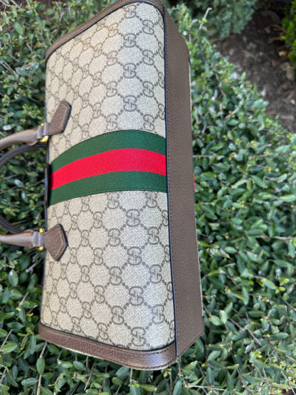 GG Supreme Monogram Boston Bag