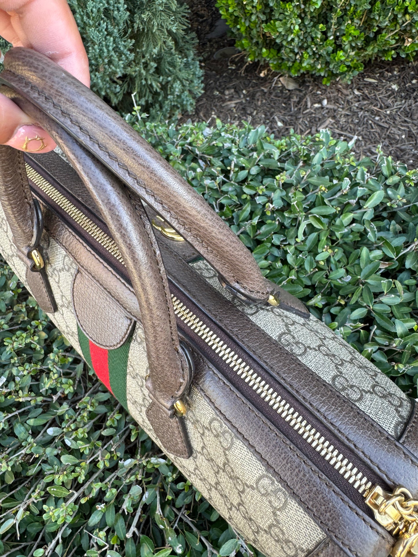 GG Supreme Monogram Boston Bag