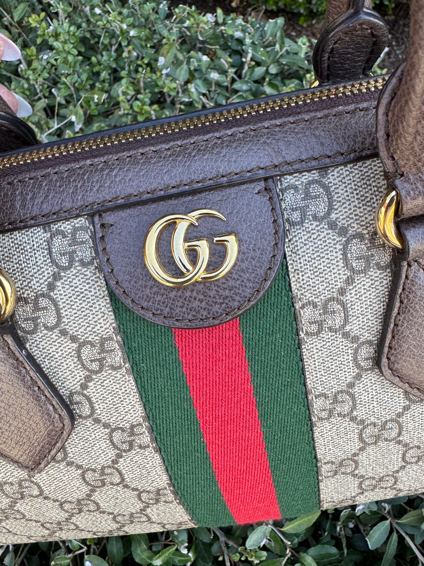 GG Supreme Monogram Boston Bag