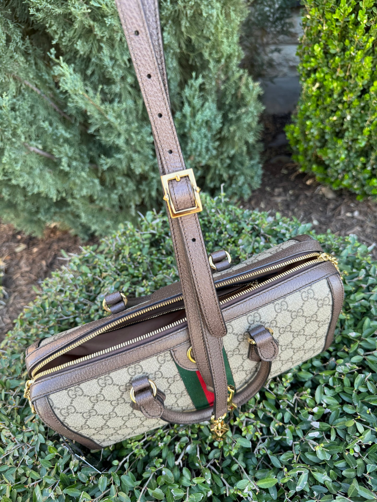GG Supreme Monogram Boston Bag