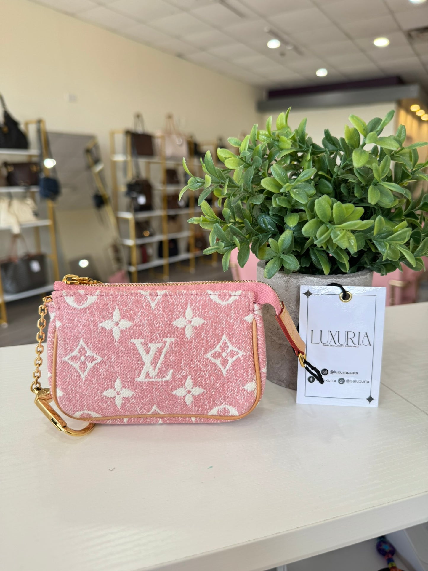 Louis Vuitton Micro Denim Pochette in Pink Monogram Denim