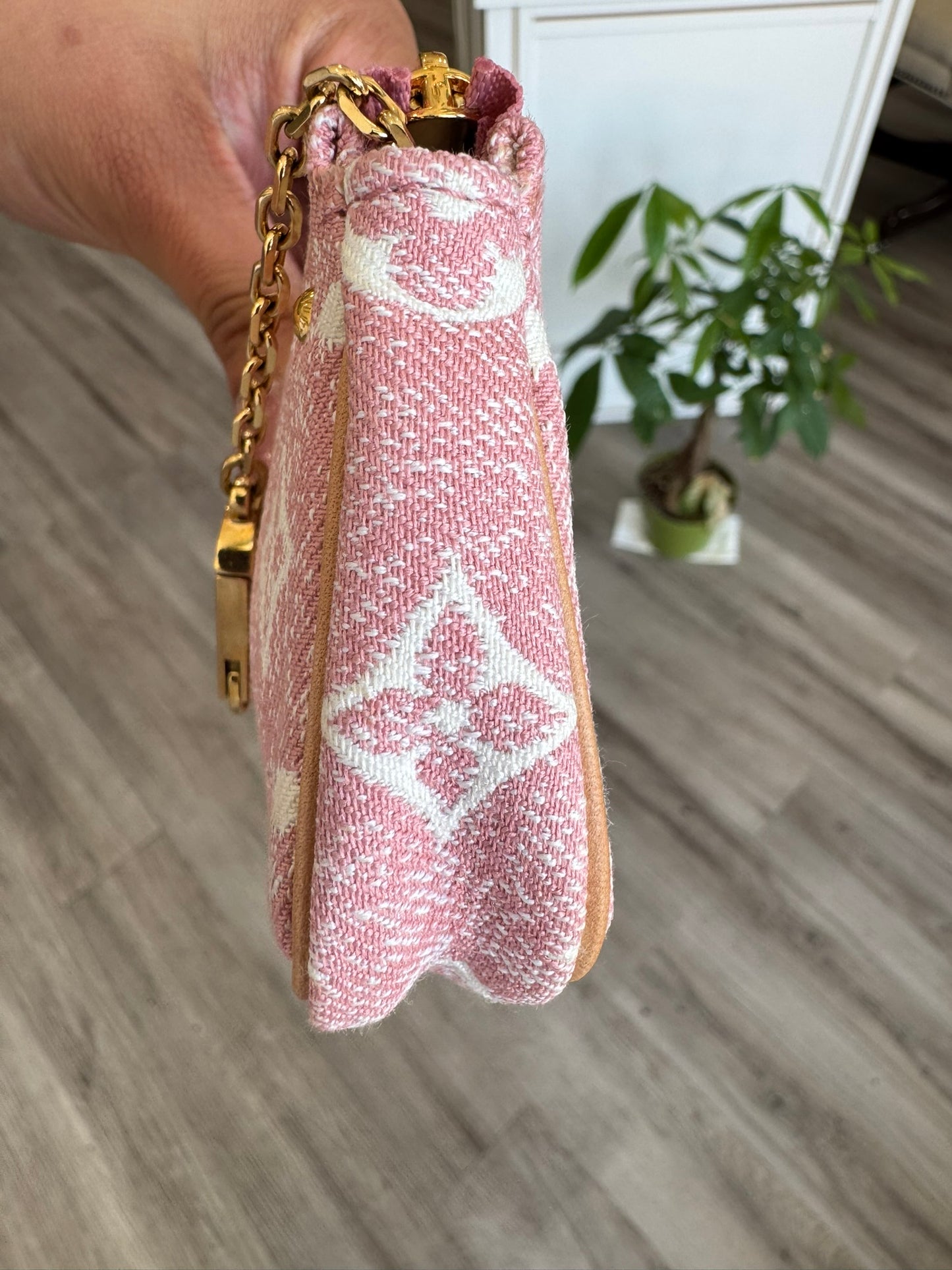 Louis Vuitton Micro Denim Pochette in Pink Monogram Denim