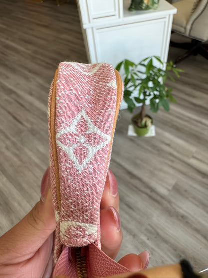 Louis Vuitton Micro Denim Pochette in Pink Monogram Denim