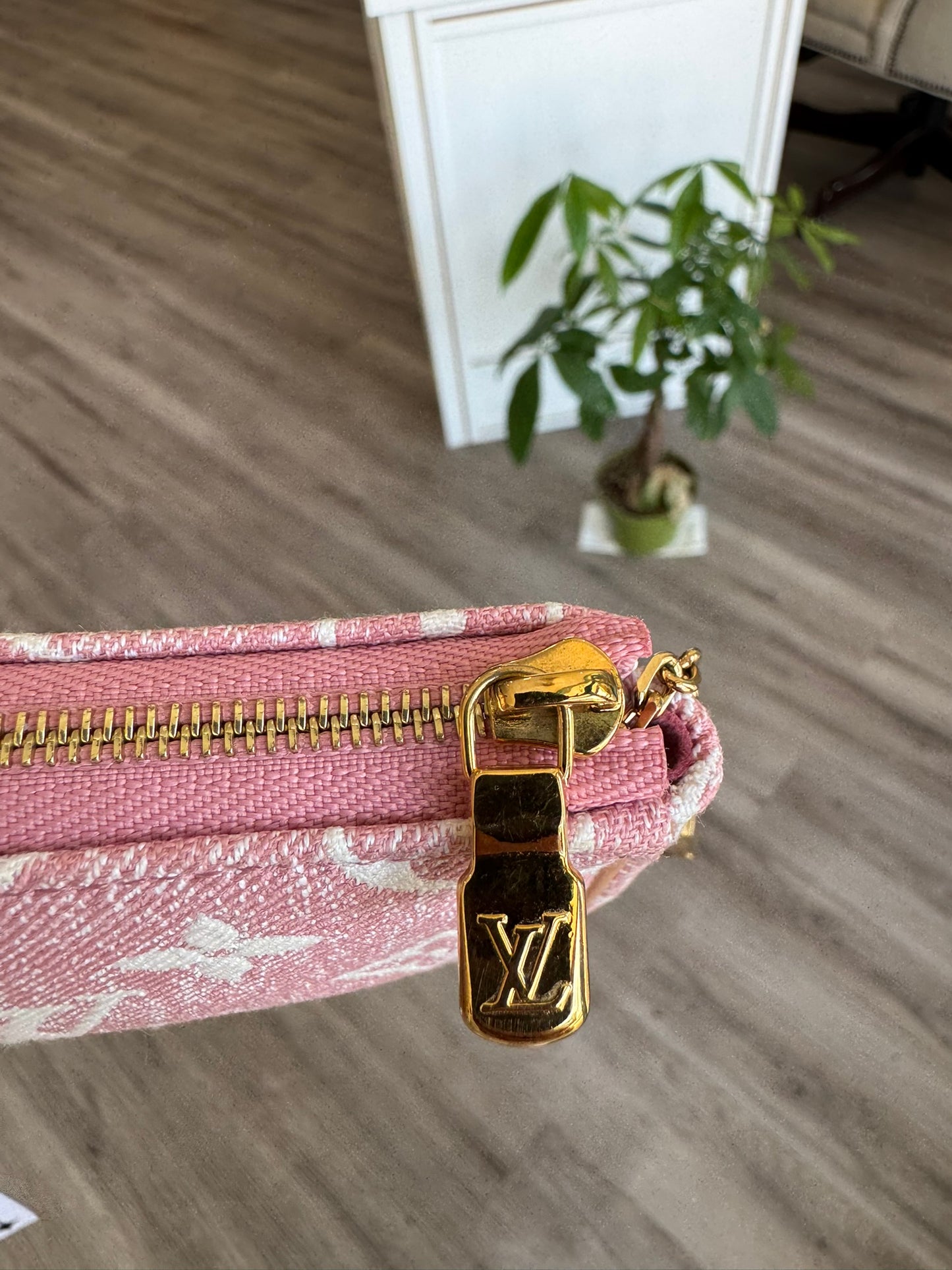 Louis Vuitton Micro Denim Pochette in Pink Monogram Denim