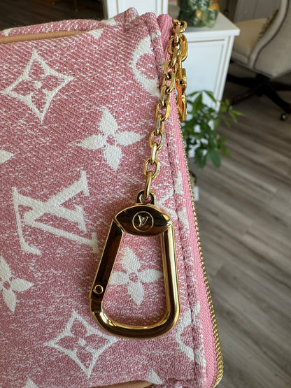 Louis Vuitton Micro Denim Pochette in Pink Monogram Denim