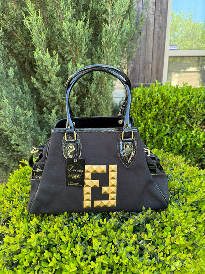 Fendi Du Jour in Black Canvas with Studded Detail