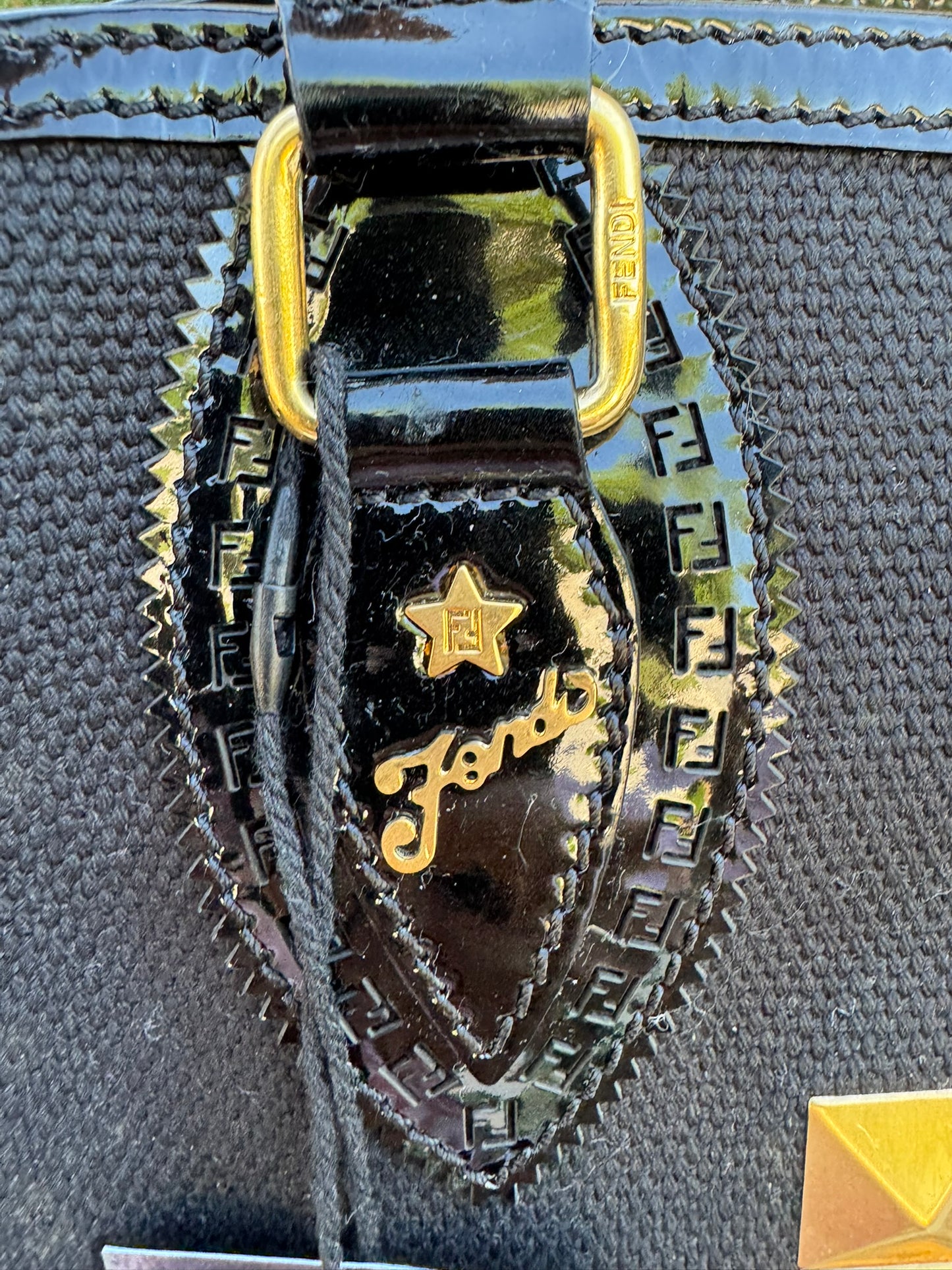 Fendi Du Jour in Black Canvas with Studded Detail