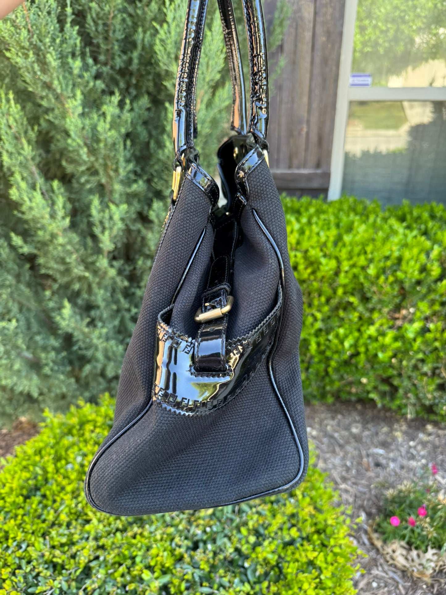 Fendi Du Jour in Black Canvas with Studded Detail