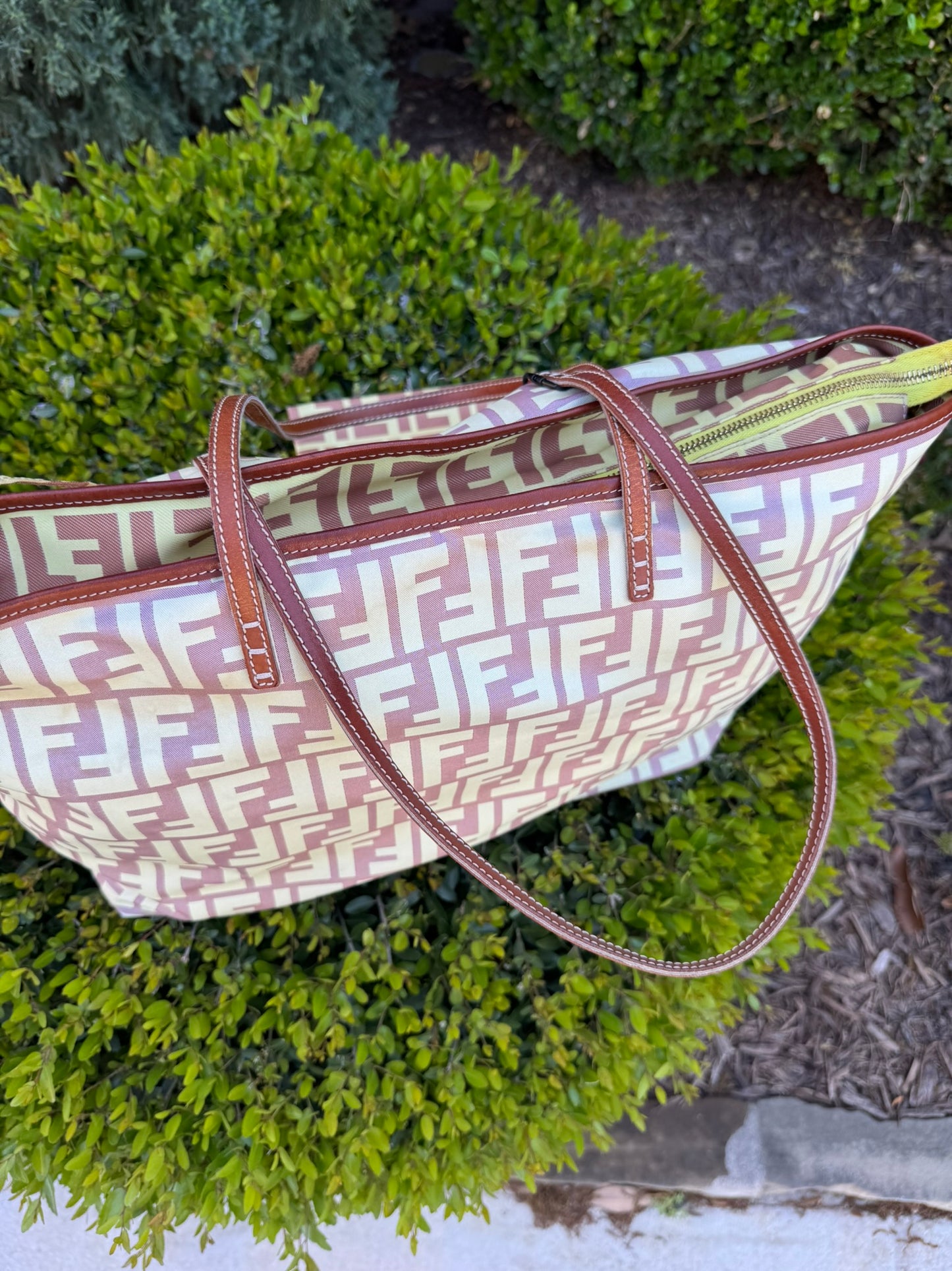 Fendi Zucca Nylon Roll Tote in Medium Size with Pouch