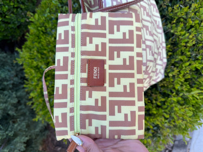 Fendi Zucca Nylon Roll Tote in Medium Size with Pouch