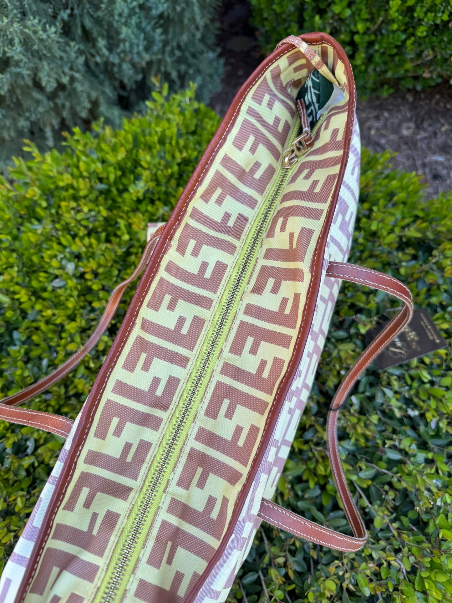 Fendi Zucca Nylon Roll Tote in Medium Size with Pouch