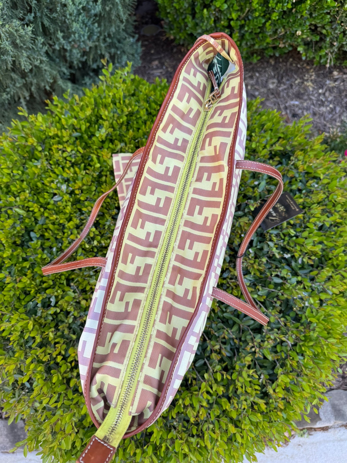 Fendi Zucca Nylon Roll Tote in Medium Size with Pouch