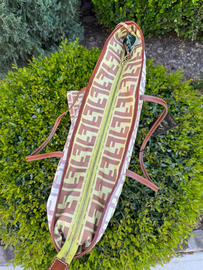 Fendi Zucca Nylon Roll Tote in Medium Size with Pouch