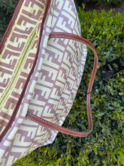 Fendi Zucca Nylon Roll Tote in Medium Size with Pouch