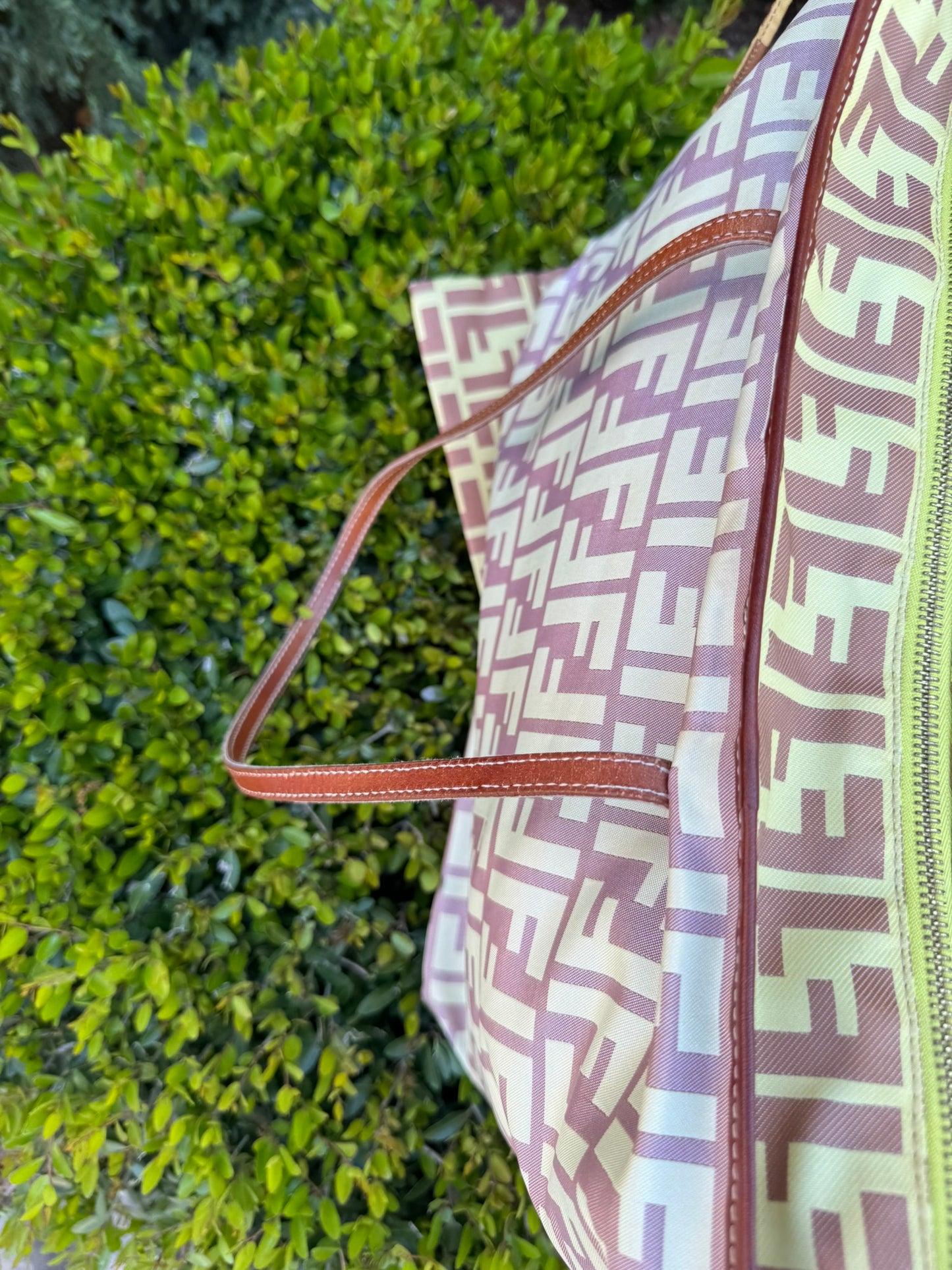 Fendi Zucca Nylon Roll Tote in Medium Size with Pouch