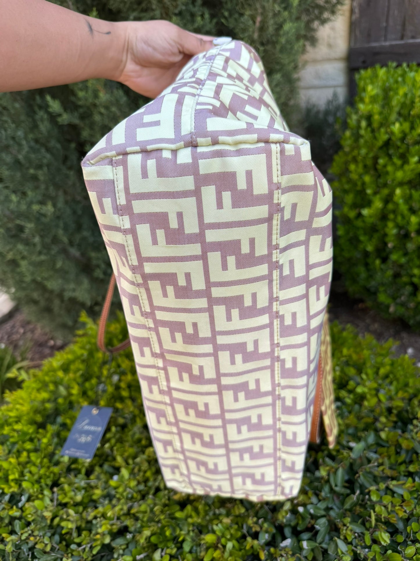 Fendi Zucca Nylon Roll Tote in Medium Size with Pouch