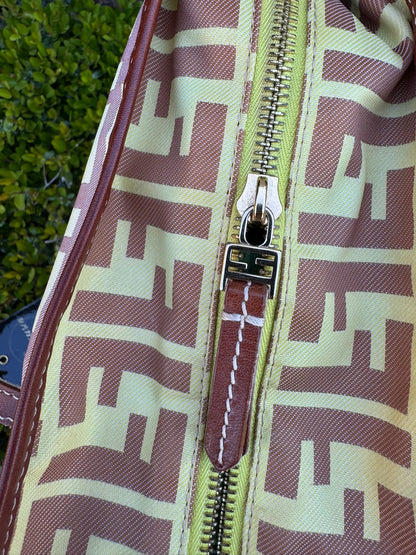 Fendi Zucca Nylon Roll Tote in Medium Size with Pouch