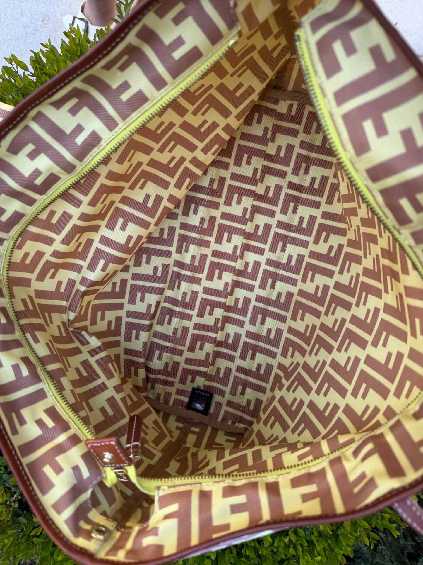 Fendi Zucca Nylon Roll Tote in Medium Size with Pouch