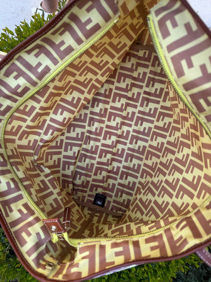 Fendi Zucca Nylon Roll Tote in Medium Size with Pouch