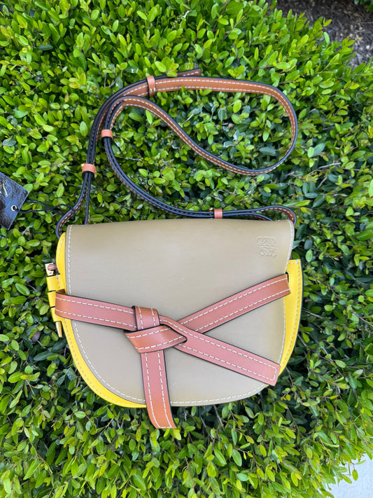Loewe Small Gate Crossbody Bag in Mocca Yellow & Pecan