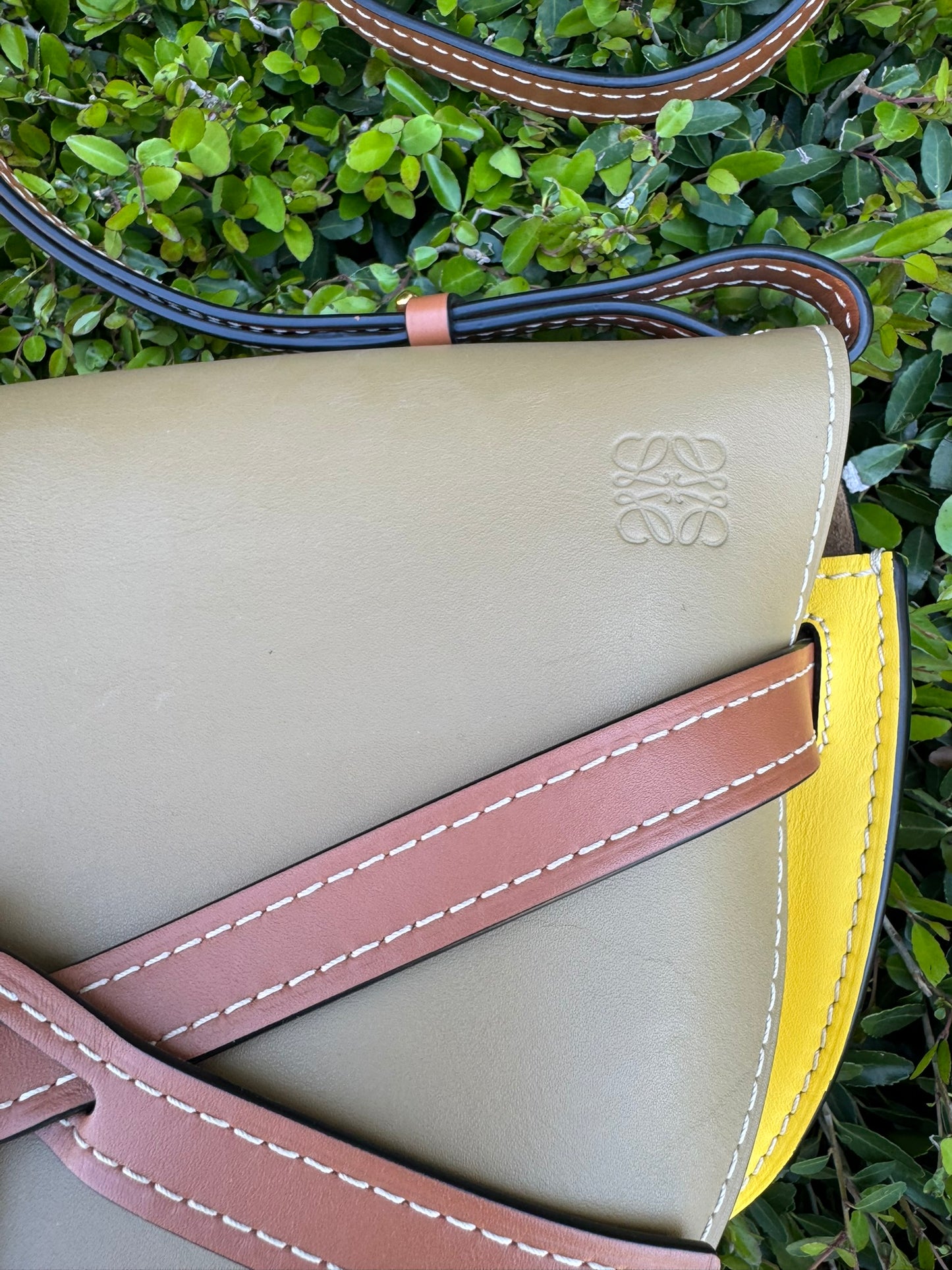 Loewe Small Gate Crossbody Bag in Mocca Yellow & Pecan