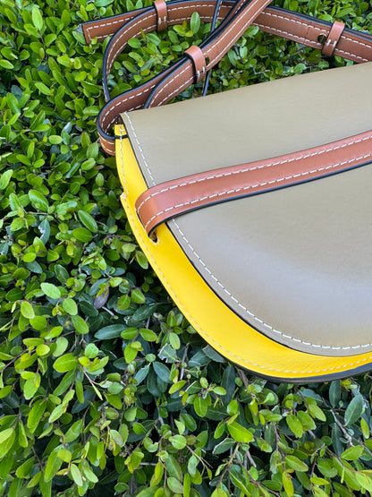 Loewe Small Gate Crossbody Bag in Mocca Yellow & Pecan