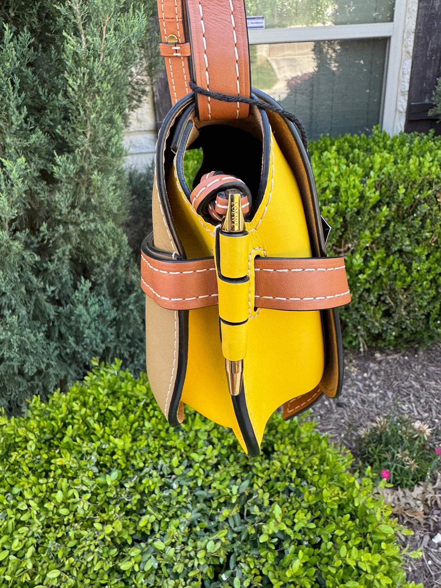 Loewe Small Gate Crossbody Bag in Mocca Yellow & Pecan