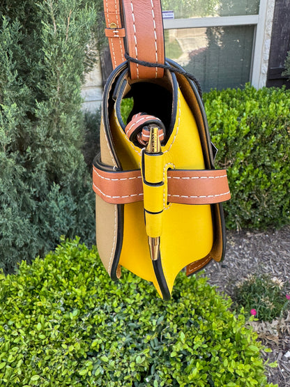 Loewe Small Gate Crossbody Bag in Mocca Yellow & Pecan