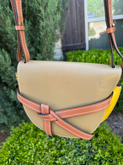 Loewe Small Gate Crossbody Bag in Mocca Yellow & Pecan