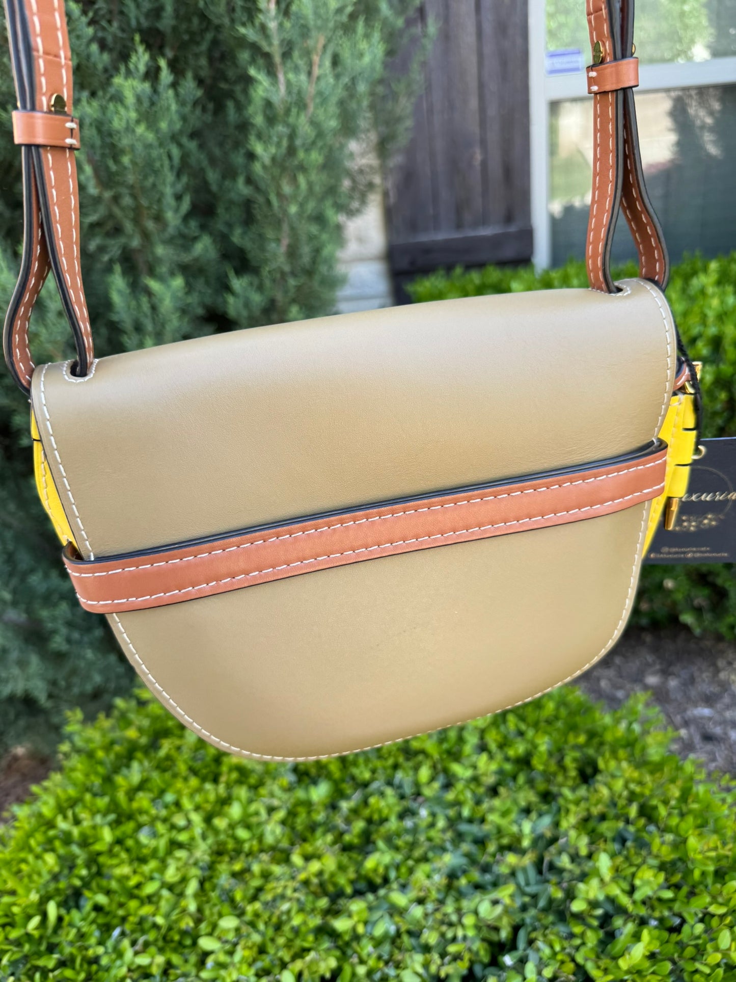 Loewe Small Gate Crossbody Bag in Mocca Yellow & Pecan
