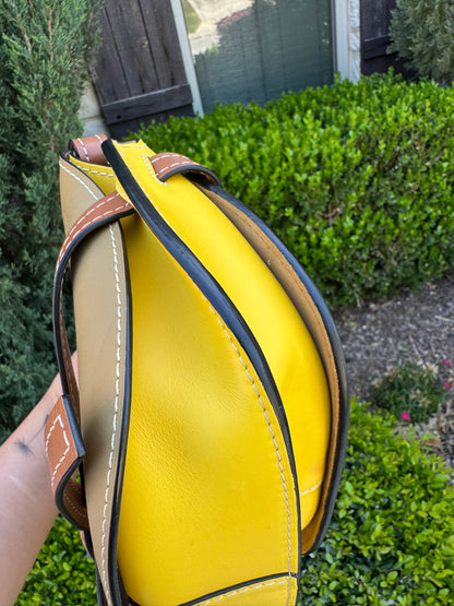 Loewe Small Gate Crossbody Bag in Mocca Yellow & Pecan