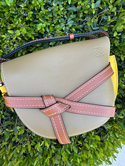 Loewe Small Gate Crossbody Bag in Mocca Yellow & Pecan
