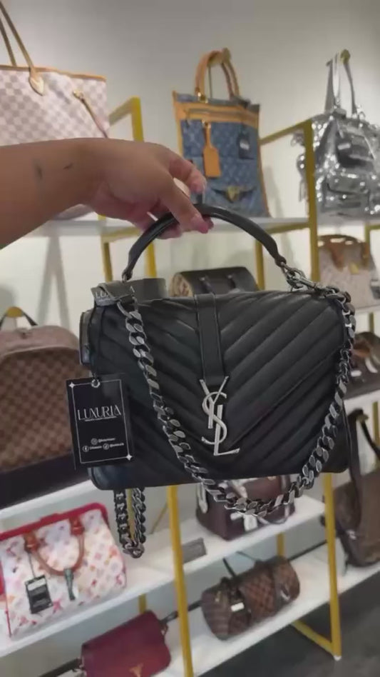 Saint Laurent College Medium in Silver Hardware