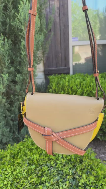 Loewe Small Gate Crossbody Bag in Mocca Yellow & Pecan
