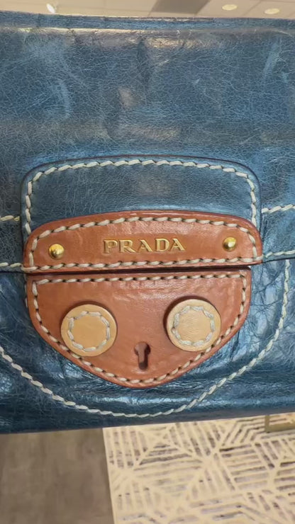 Prada Distressed Leather Chain Flap Bag