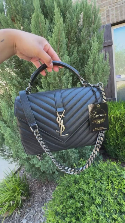 Saint Laurent College Medium in Chevron Quilted Leather